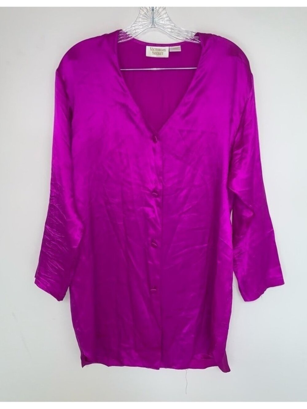 Vintage Victoria's Secret Gold Label Pajama Silk Button Up Shirt S